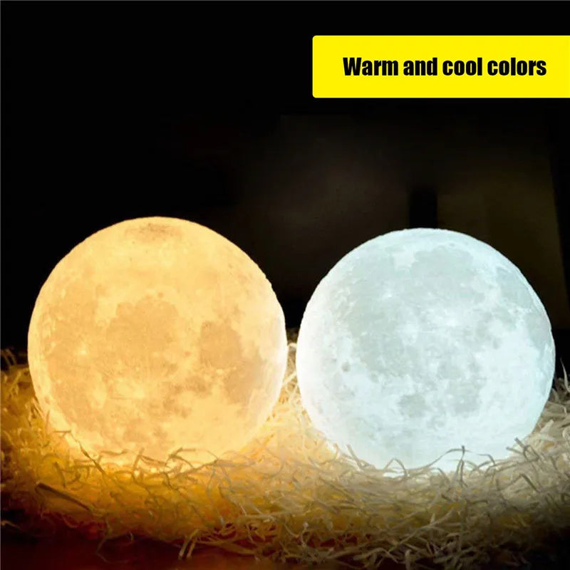 3 Color Rechargeable 3D Print Moon Lamp