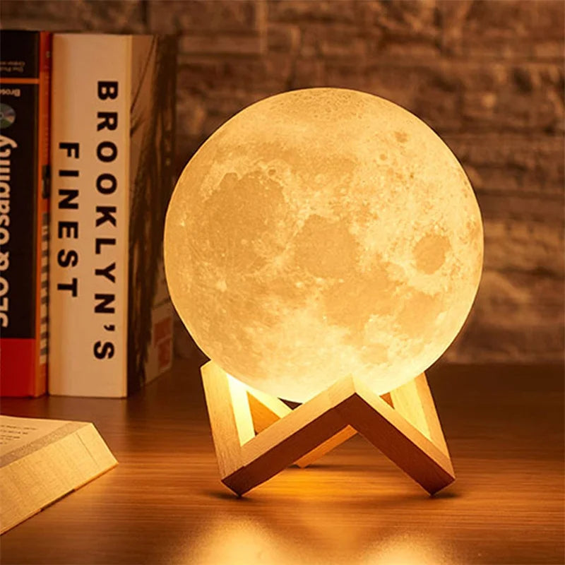 3 Color Rechargeable 3D Print Moon Lamp