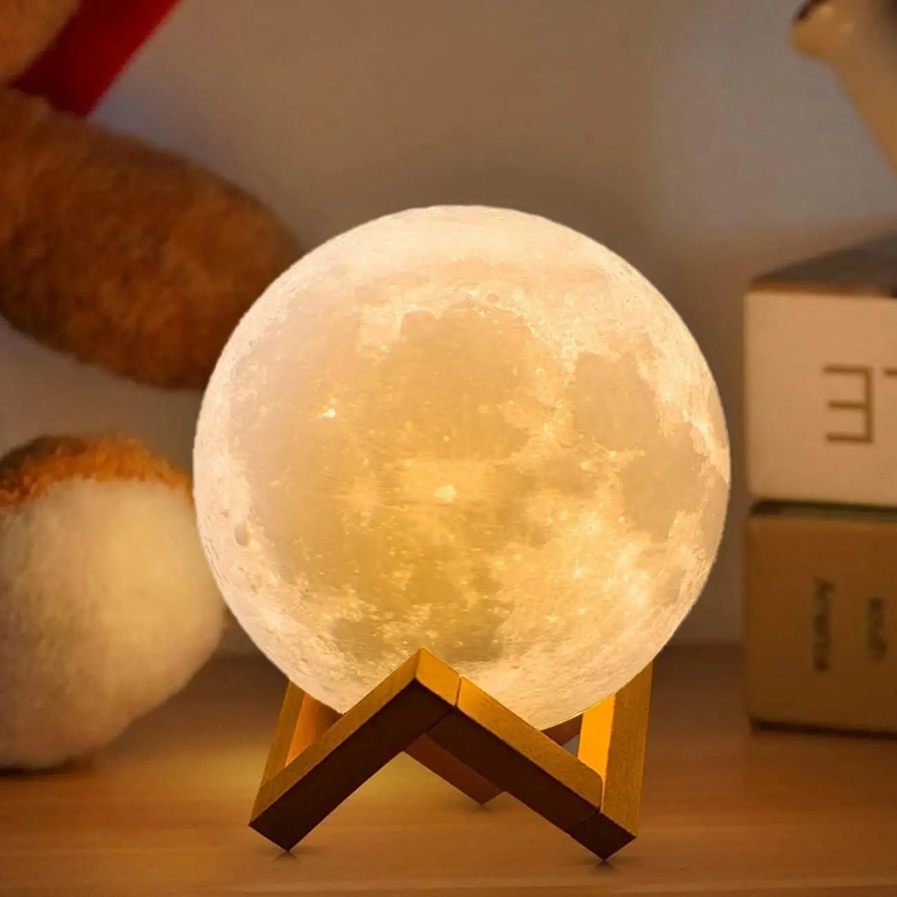 3 Color Rechargeable 3D Print Moon Lamp